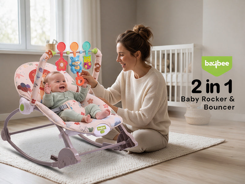 Baybee 2 in 1 Baby Rocker & Bouncer, 3-Position Recline — slide 3