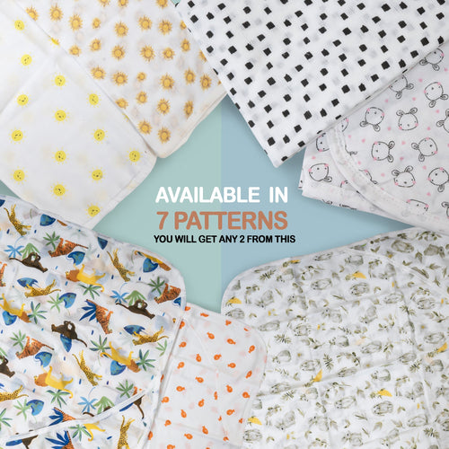 BAYBEE Pure Cotton Baby Swaddle Wrapper for New Born Babies, Washable Absorbent Soft Muslin Cloth & Napkins for Baby (Assorted) BAYBEE