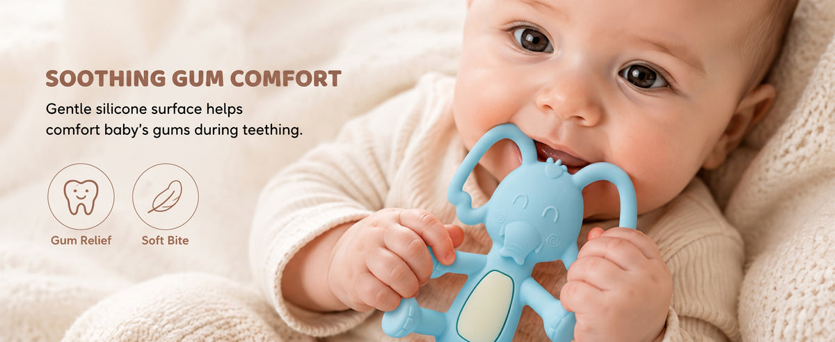 Baybee Elephant Silicone Teether for Baby, BPA Free 100% Food Grade Teether — slide 1