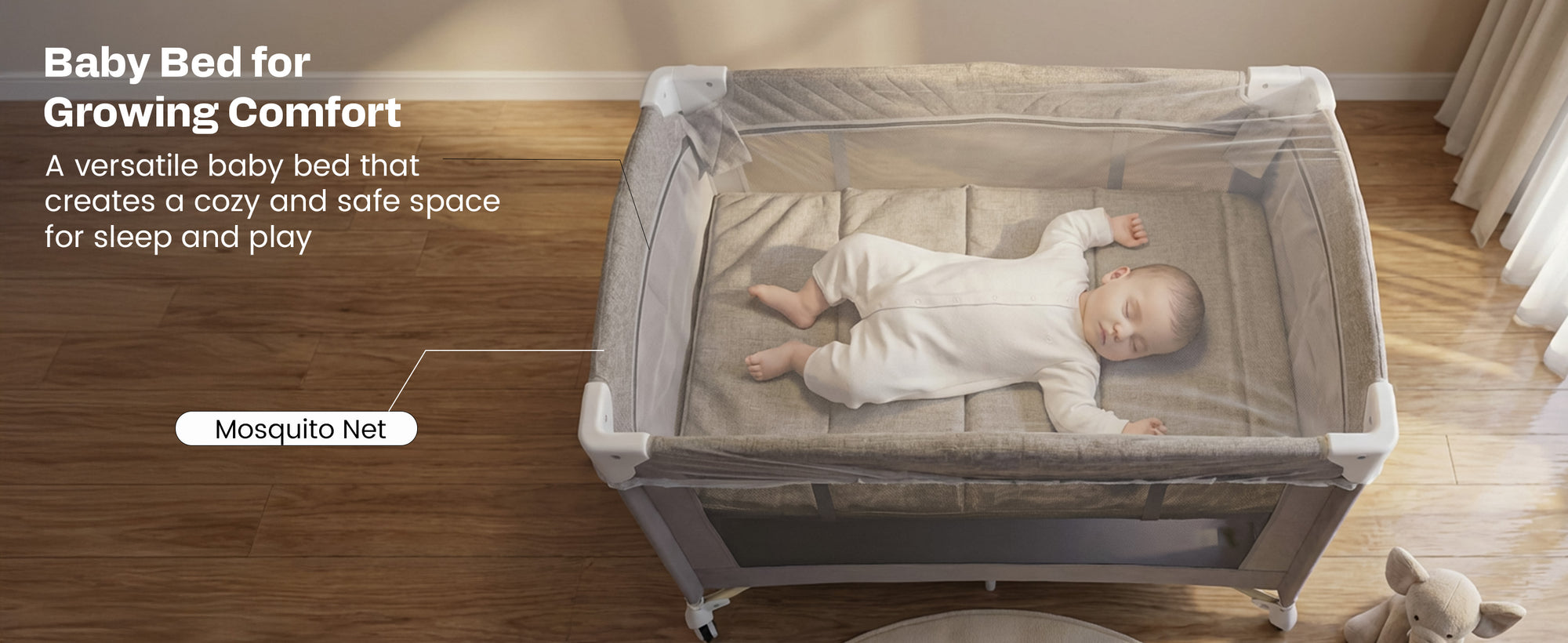 Baybee 3 IN 1 Baby Bedside Crib with Playpen for Babies — slide 2