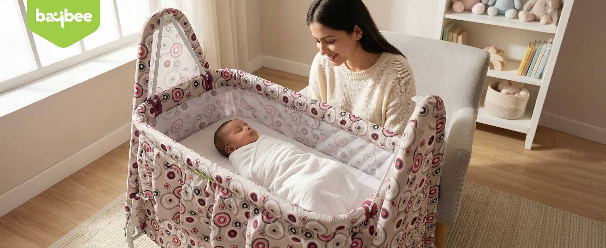 Baybee DOZY Baby Swing Cradle for Newborns with Mosquito Net Portable Infant Palna Jhula — slide 2