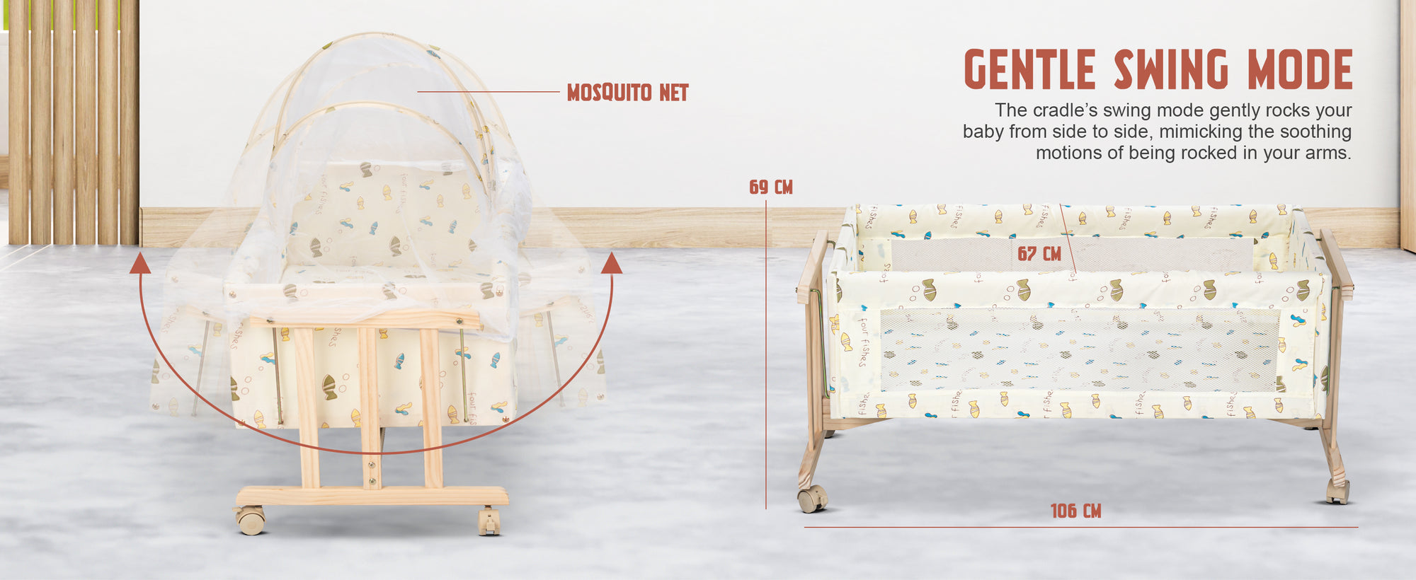Baybee Crolla 3 in 1 Wooden Cradle for New Born Baby — slide 1