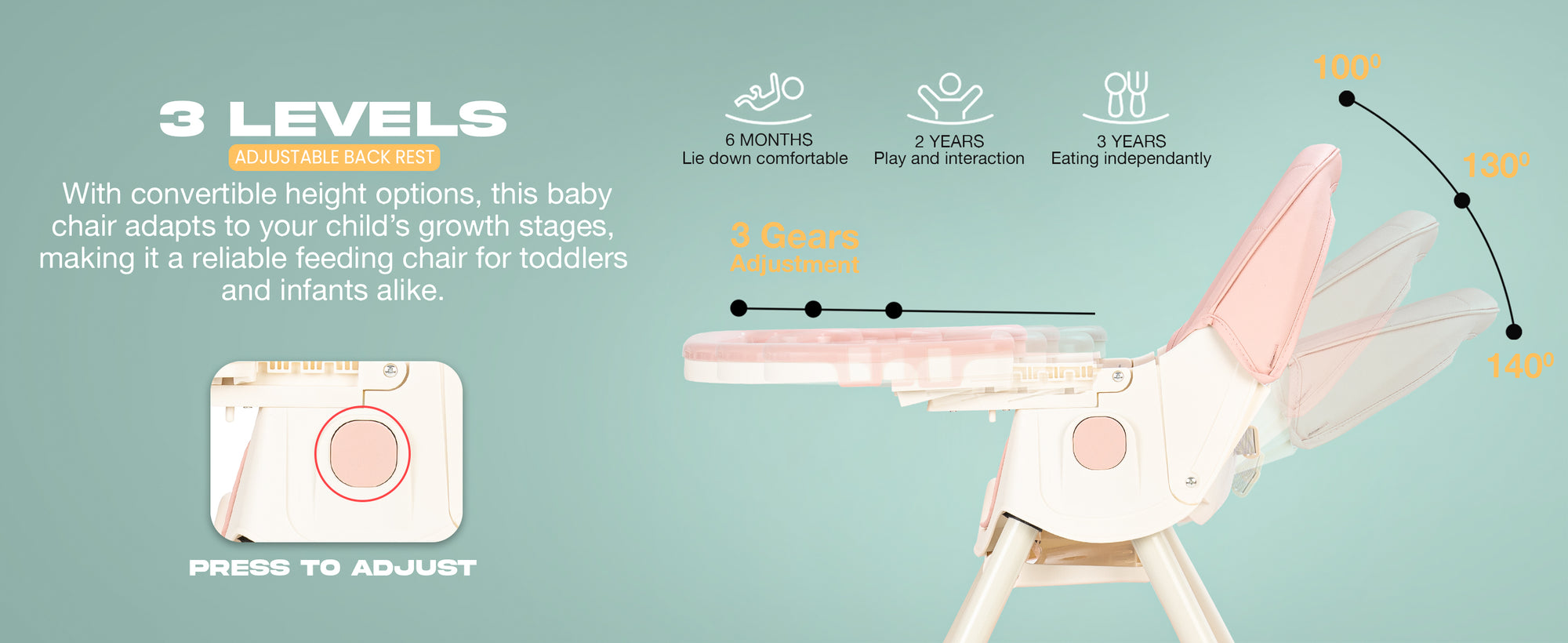 Baybee 4 in 1 Convertible High Chair for Kids — slide 2