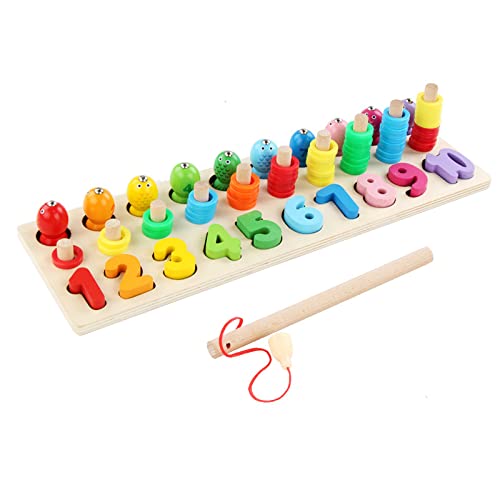 Baybee Wooden Digital Fish Catching Board Games Number Matching Puzzle for Kids with Magnetic Fish Toys