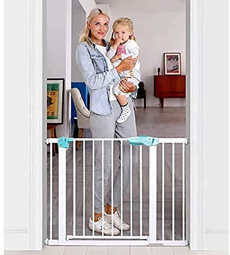 Baybee Auto Close Baby Safety Gate with Easy Walk-Thru Child Gate for House, Stairs, Doorways (Green 75 - 85+10Cm)