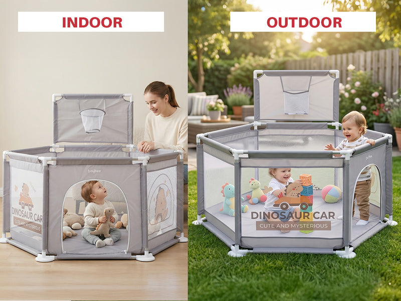 Baybee Neo Plus Kids Playpen for Babies Baby Activity Playards with Basket Ball Hoop — slide 1