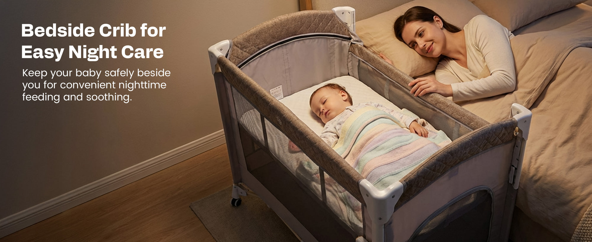 Baybee 3 IN 1 Baby Bedside Crib with Playpen for Babies — slide 1