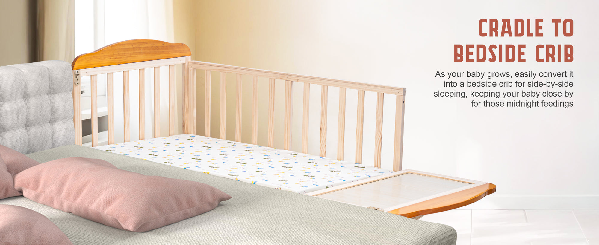 Baybee Crolla 3 in 1 Wooden Cradle for New Born Baby — slide 2