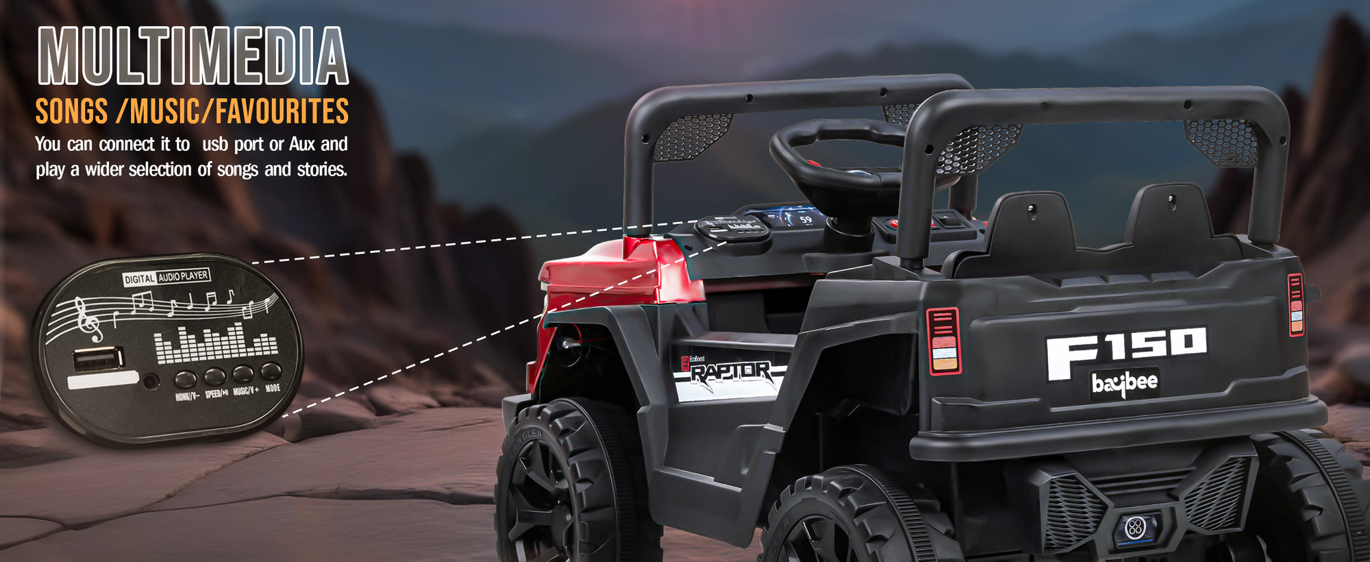 Baybee Raptor Battery Operated Jeep for Kids — slide 1