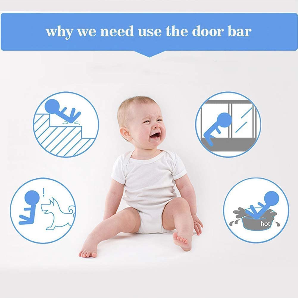 Baybee Auto-Close Baby Safety Gate, Extra Tall Walk-Thru Child Gate for Stairs (White, 75–85 cm) BAYBEE