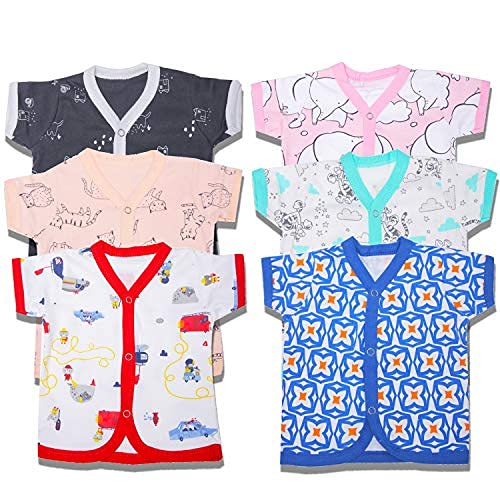 Baybee Pack of 6 Cotton Baby Unisex Regular Fit Clothing Set Baby Top Jablas 0-3 Months BAYBEE