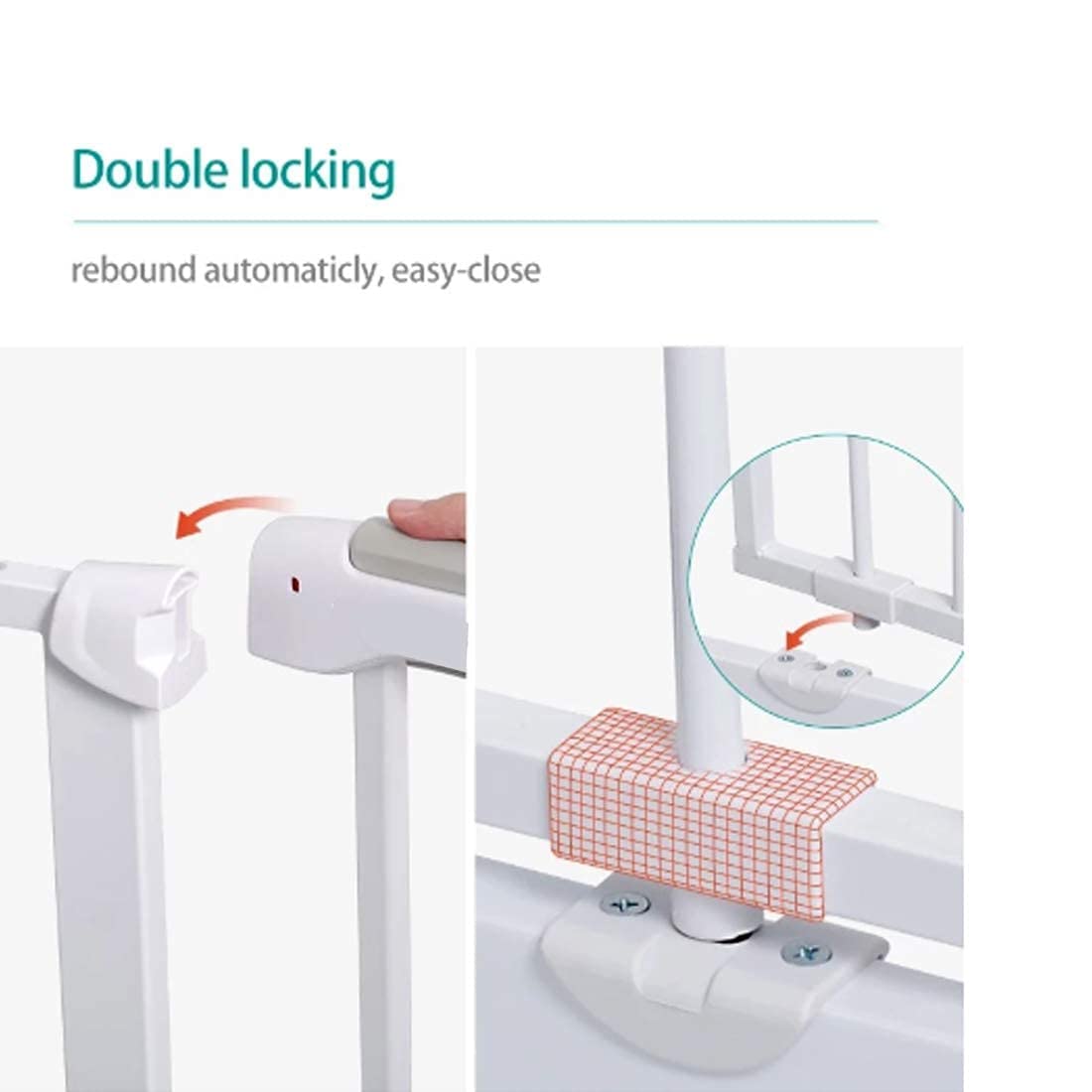 Baybee Auto-Close Baby Safety Gate, Extra Tall Walk-Thru Child Gate for Stairs (White, 75–85 cm) BAYBEE