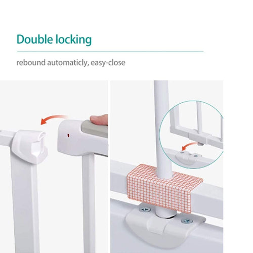 Baybee Auto Close Baby Safety Gate with Easy Walk-Thru Child Gate for House, Stairs, Doorways (White 75-85Cm) BAYBEE