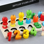 Baybee Wooden Digital Fish Catching Board Games Number Matching Puzzle for Kids with Magnetic Fish Toys