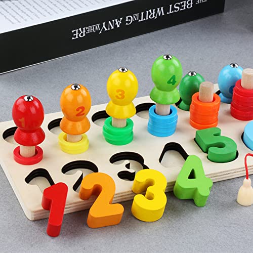 Baybee Wooden Digital Fish Catching Board Games Number Matching Puzzle for Kids with Magnetic Fish Toys BAYBEE