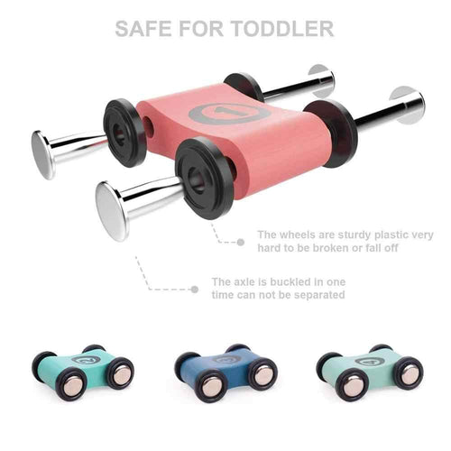 Baybee Wooden Gliding Car for Kids, Baby Toy Car Games, Kids Toys Set with 4 Race Track and Parking Slot BAYBEE