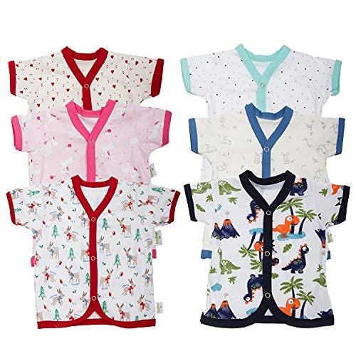 Baybee Pack of 6 Cotton Baby Unisex Regular Fit Clothing Set Baby Top Jablas 0-3 Months BAYBEE