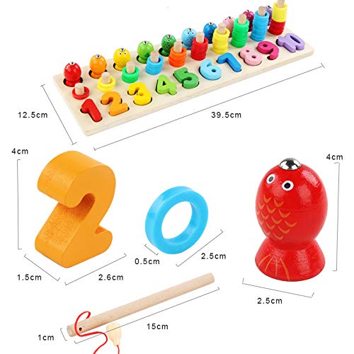 Baybee Wooden Digital Fish Catching Board Games Number Matching Puzzle for Kids with Magnetic Fish Toys BAYBEE