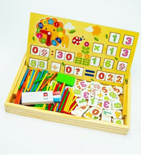 Baybee Wooden 2 in 1 Double Sided Multi-Functional Digital Computing Learning Blocks Box BAYBEE