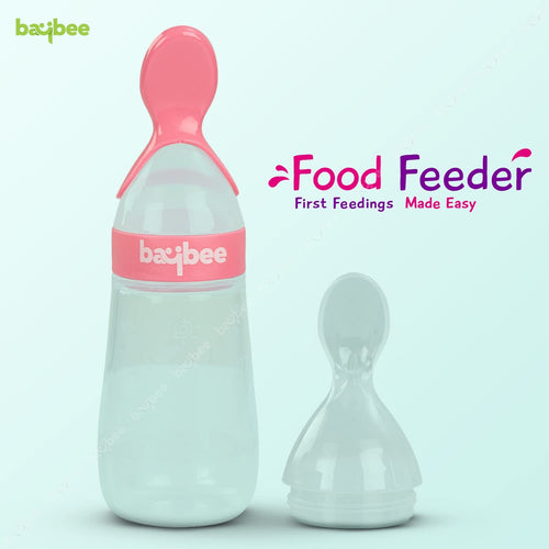 Baybee Silicone Food Squeeze Feeder Anti-Colic & BPA Free with Spoon for Infants Baybee India