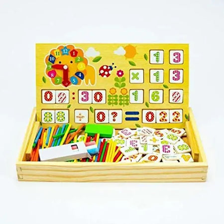 Baybee Wooden 2 in 1 Double Sided Multi-Functional Digital Computing Learning Blocks Box BAYBEE