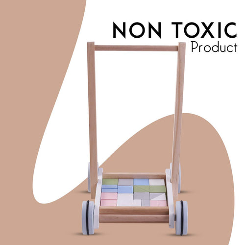 Baybee 2 in 1 Wooden Baby Learning Toy Cart for Kids, Wooden Cart Cum Walker for Kids BAYBEE