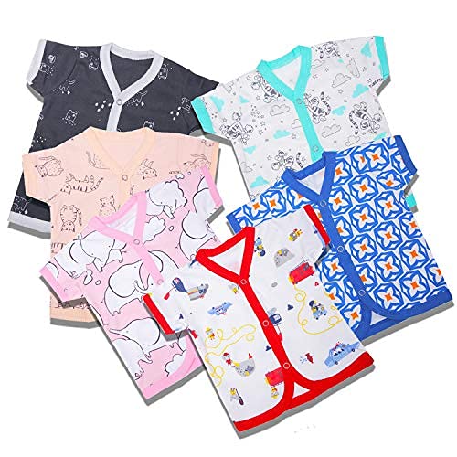 Baybee Pack of 6 Cotton Baby Unisex Regular Fit Clothing Set Baby Top Jablas 0-3 Months BAYBEE