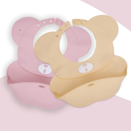 BAYBEE Silicone Baby Bib, BPA Free Soft, Durable & Adjustable Food Grade Bibs for Baby Feeding, Waterproof Feeding Apron pack of Two BAYBEE