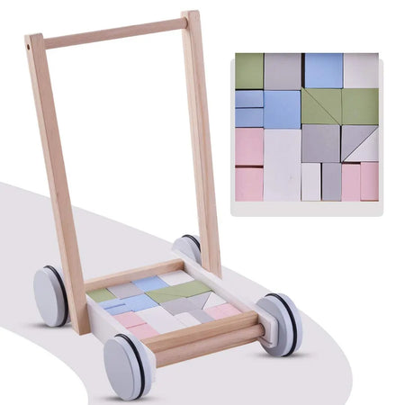 Baybee 2 in 1 Wooden Baby Learning Toy Cart for Kids, Wooden Cart Cum Walker for Kids BAYBEE