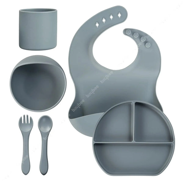 Baybee Silicone Baby Feeding Set of 6 Pcs Tableware Kit for Toddler Kids