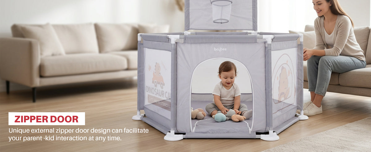 Baybee Neo Plus Kids Playpen for Babies Baby Activity Playards with Basket Ball Hoop — slide 2