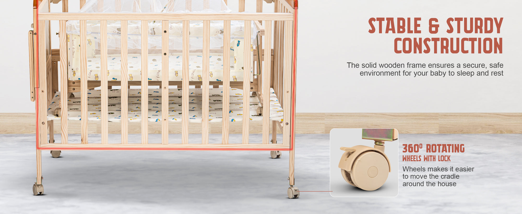 Baybee Crolla 3 in 1 Wooden Cradle for New Born Baby — slide 1
