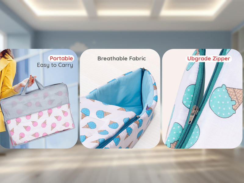 Baybee 3 in 1 Cotton Baby Bed Cum Carry Bed for New Born 0-6 Months Boys Girls — slide 1