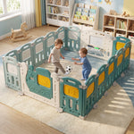 Baybee Train Kids Playpen for Babies(18 Panels) Foldable Baby Play Area Indoor Setup with Safety Lock BAYBEE