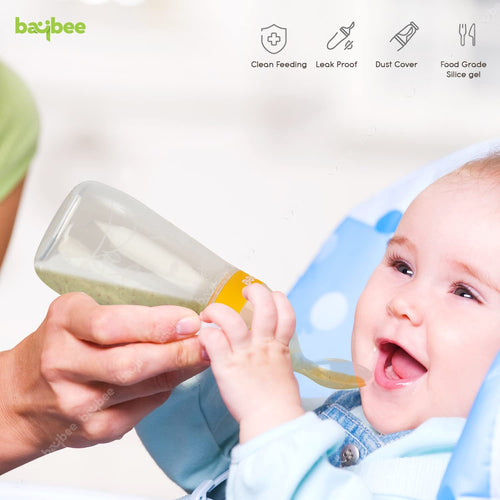 Baybee Silicone Food Squeeze Feeder Anti-Colic & BPA Free with Spoon for Infants Baybee India