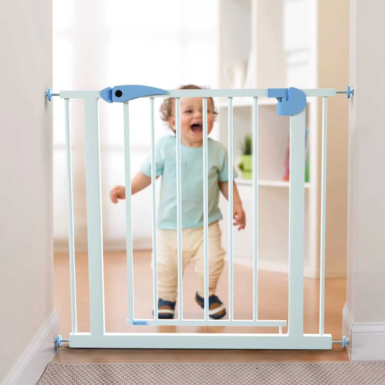 Baybee Auto Close Baby Safety Gate, Stairs & Doorways - White (70 - 80 Cm)