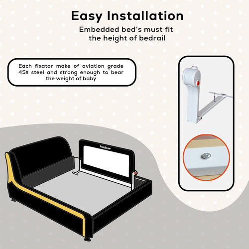 BAYBEE Bed Rail Guard Height Adjustable Barrier for Baby - 180 x 42 cm BAYBEE