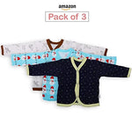 Baybee Pack of 3 Cotton Baby Unisex Regular Fit Clothing Set -Baby Top Jablas 0-3 Months BAYBEE
