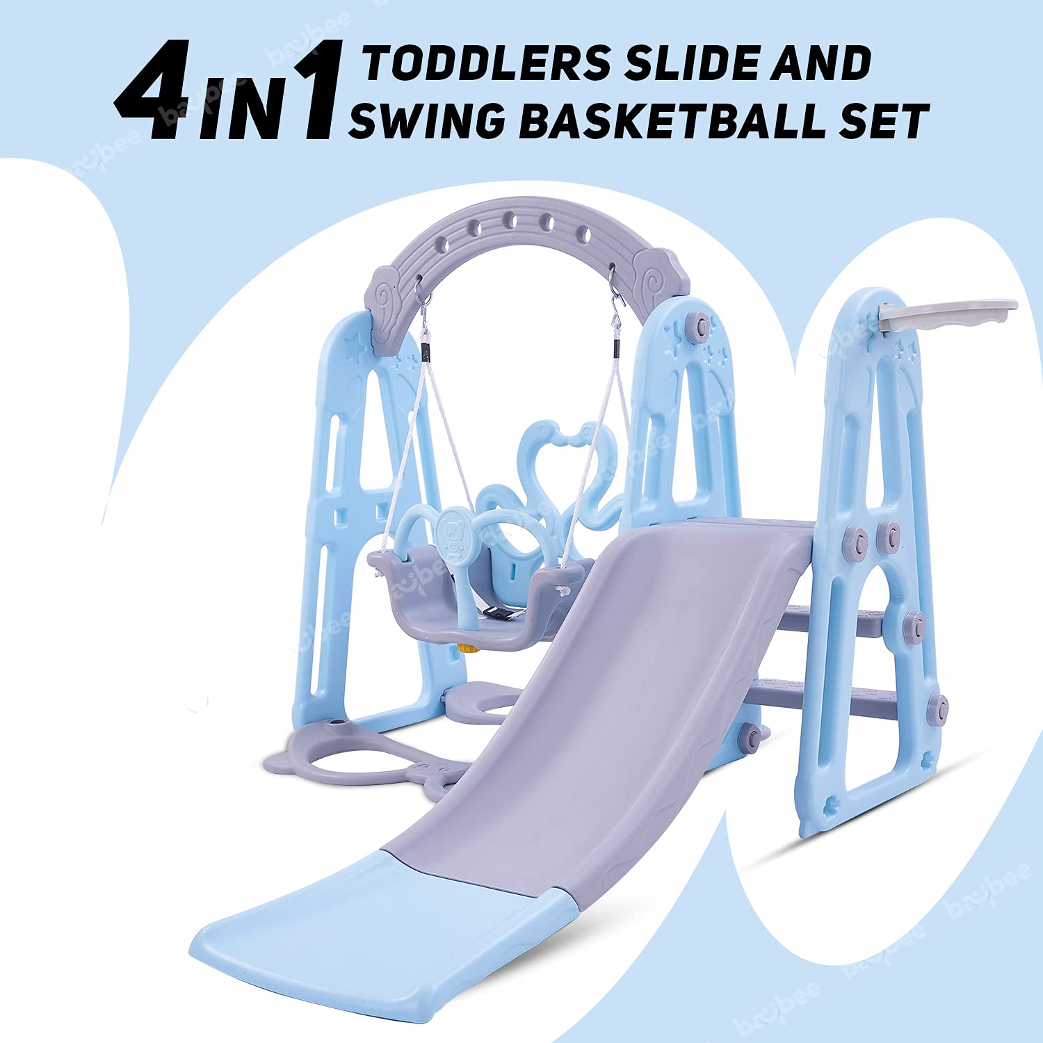 Baybee Twinkle 4 in 1 Toddlers Slider and Swing Basket Ball set for kids Outdoor Indoor Play Baybee India