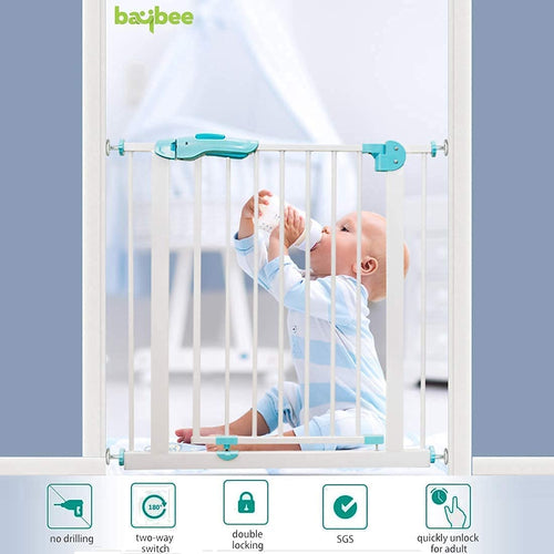 Baybee Auto Close Baby Safety Gate with Easy Walk-Thru Child Gate for House, Stairs, Doorways (Green 75 - 85+10Cm) BAYBEE