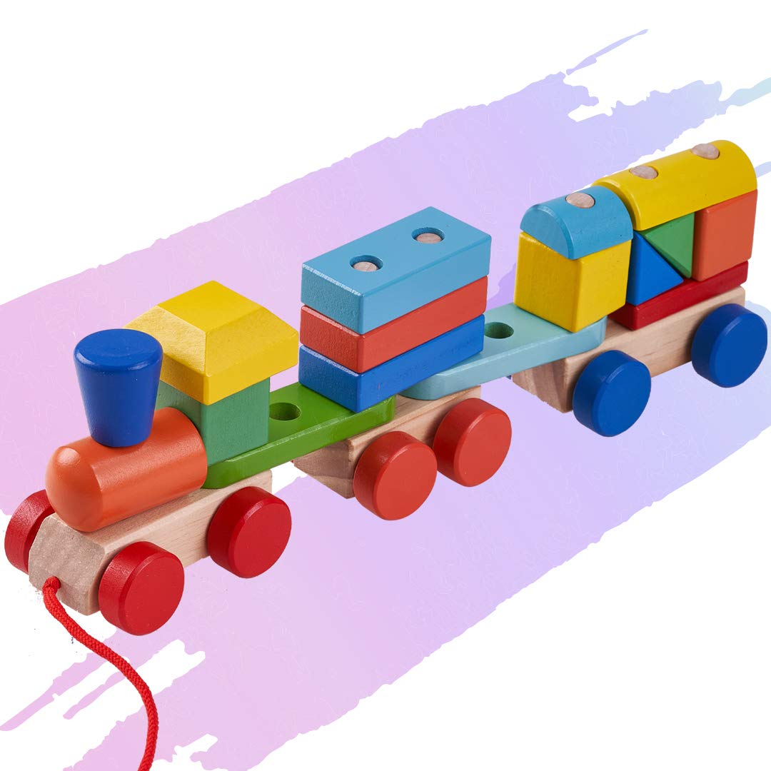 Baybee Wooden Push N Pull Train with Shape & Colour Sorter Wooden Toys for Kids