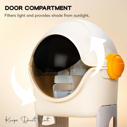 BAYBEE Astronaut Toy Storage Organizer for Kids | 3-Level Detachable Rolling Cart with Center-Locking Wheels | Bookshelf with Dust-Proof Flip Door BAYBEE