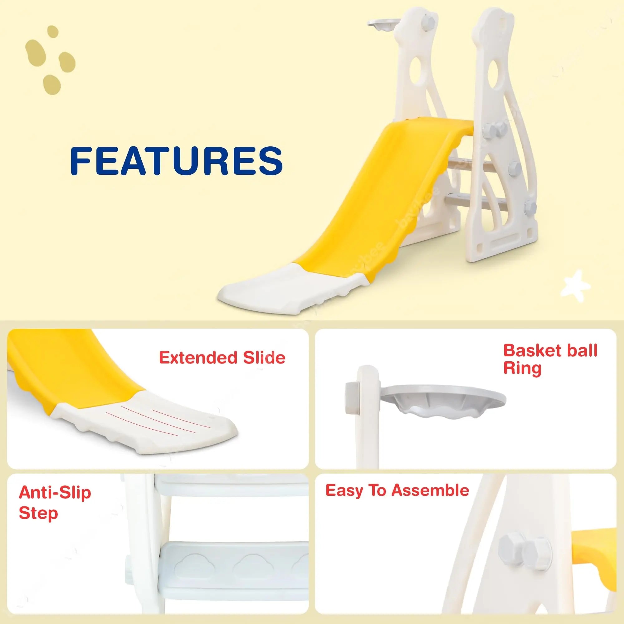 Baybee 2 in 1 Penguin Sliders for Kids, Foldable Garden Kids Slider with Basketball Hook BAYBEE