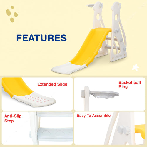 Baybee 2 in 1 Penguin Sliders for Kids, Foldable Garden Kids Slider with Basketball Hook BAYBEE