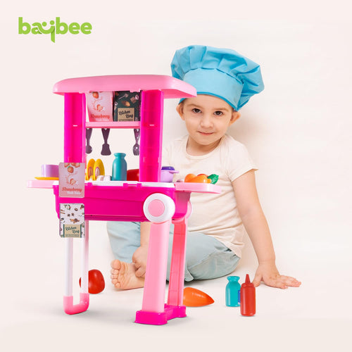 Kitchen King 2 in 1 Set for Kids, Portable Pretend Play Little Chef Set Toys BAYBEE