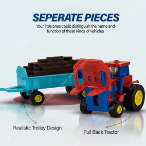BAYBEE Friction Powered Construction Tractor  Push and Go Toys for Kids