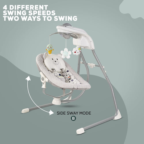 Baybee Strola Automatic Electric Baby Swing Cradle with Adjustable Swing Speed, Soothing Vibrations, Music & Safety Belt BAYBEE