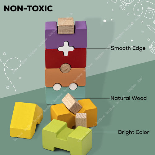 Baybee Wooden Rainbow Tower Building Blocks for Kids BAYBEE