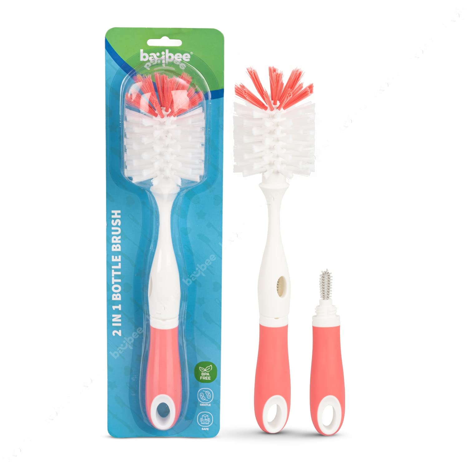 BAYBEE 2 in 1 Nylon Bristles Baby Feeding Bottles & Nipple Cleaning Brus