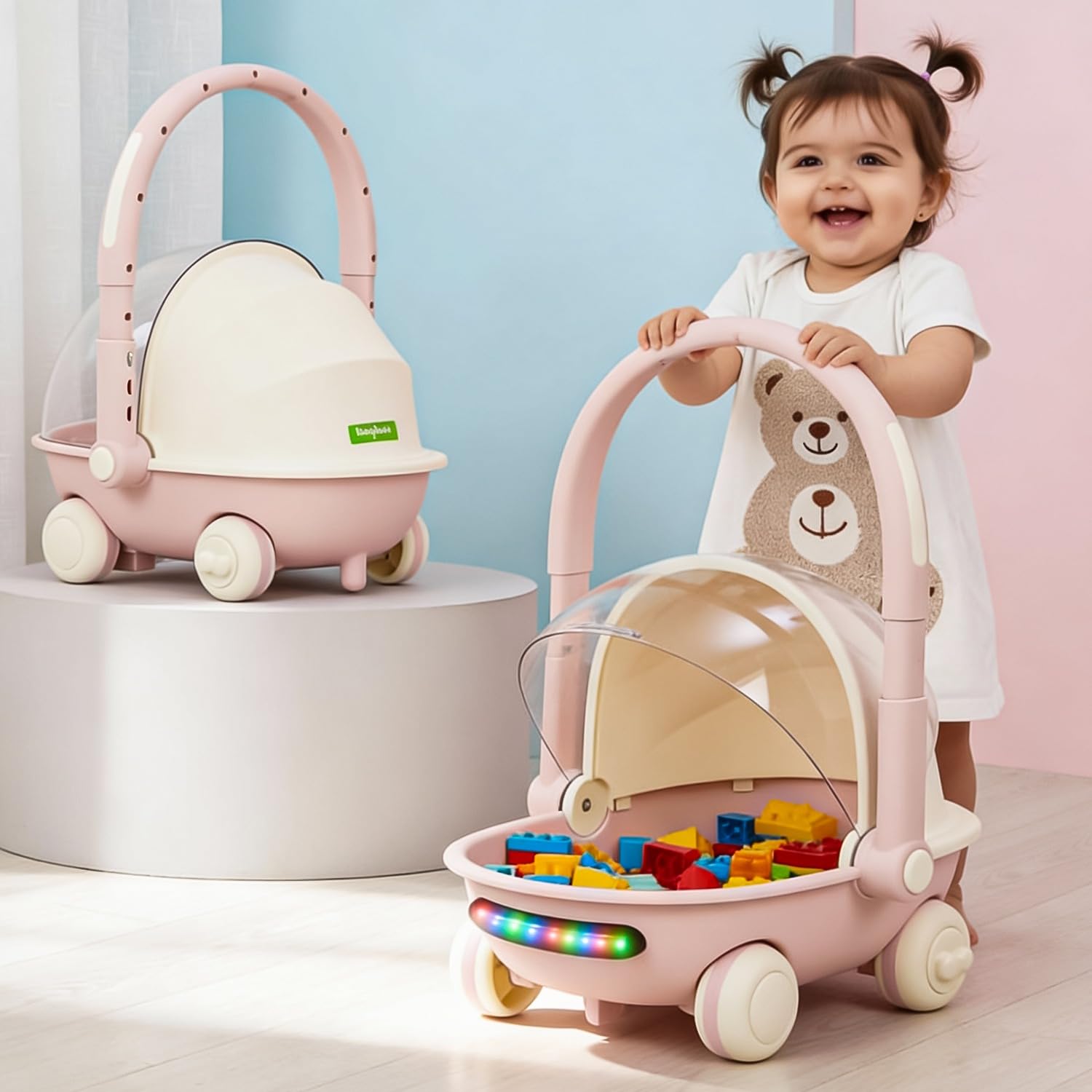 Baybee Kids Shopping Cart with Push Walker & Storage Basket